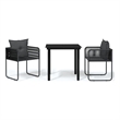 vidaXL Powder-Coated Steel Medium Garden Dining Set in Black
