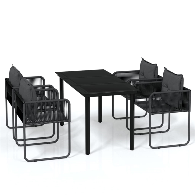vidaXL Powder-Coated Steel Medium Garden Dining Set in Black