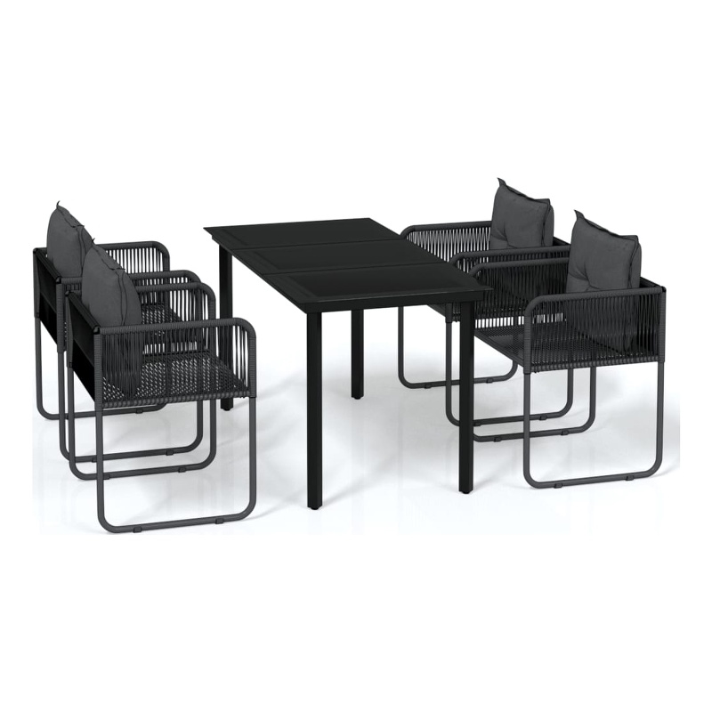 vidaXL Powder-Coated Steel Medium Garden Dining Set in Black