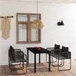 vidaXL Powder-Coated Steel Medium Garden Dining Set in Black