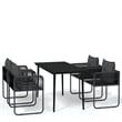 vidaXL Powder-Coated Steel/PE Rattan Garden Dining Set in Black