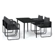 vidaXL Powder-Coated Steel/PE Rattan Garden Dining Set in Black