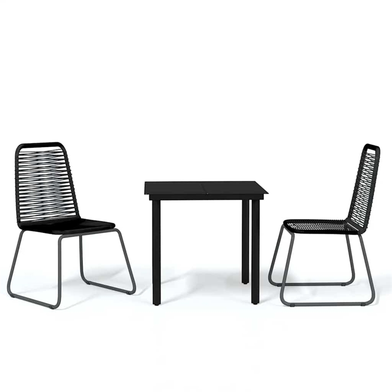 vidaXL Powder-Coated Steel/PE Rattan Garden Dining Set in Black