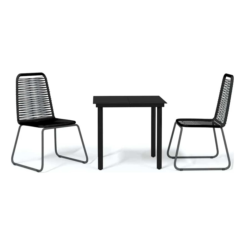 vidaXL Powder-Coated Steel/PE Rattan Garden Dining Set in Black