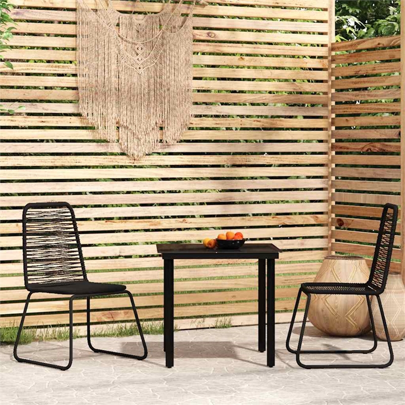 vidaXL Powder-Coated Steel/PE Rattan Garden Dining Set in Black