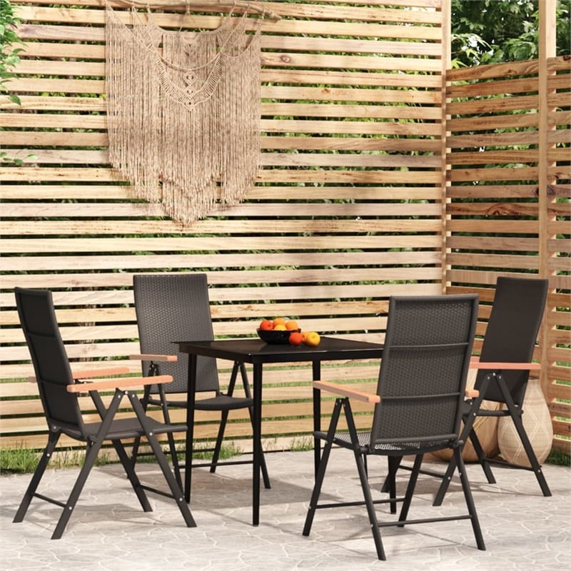 vidaXL Garden Dining Set in Black