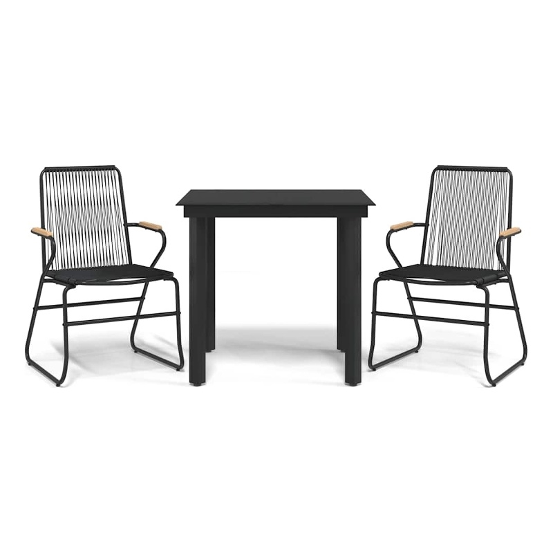 vidaXL PVC Rattan Small Durable Garden Dining Set in Black