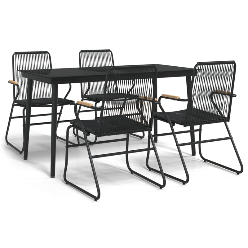 vidaXL PVC Rattan/Powder-Coated Steel Garden Dining Set in Black
