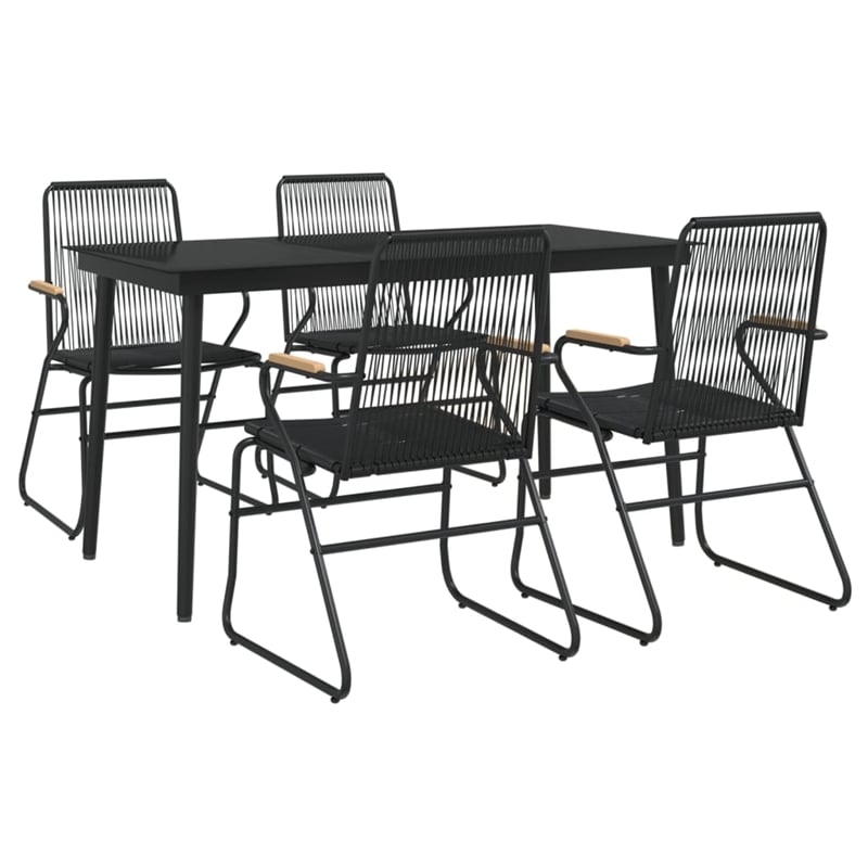 vidaXL PVC Rattan/Powder-Coated Steel Garden Dining Set in Black