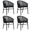 vidaXL Powder-Coated Steel/PVC Rattan Garden Dining Set in Black