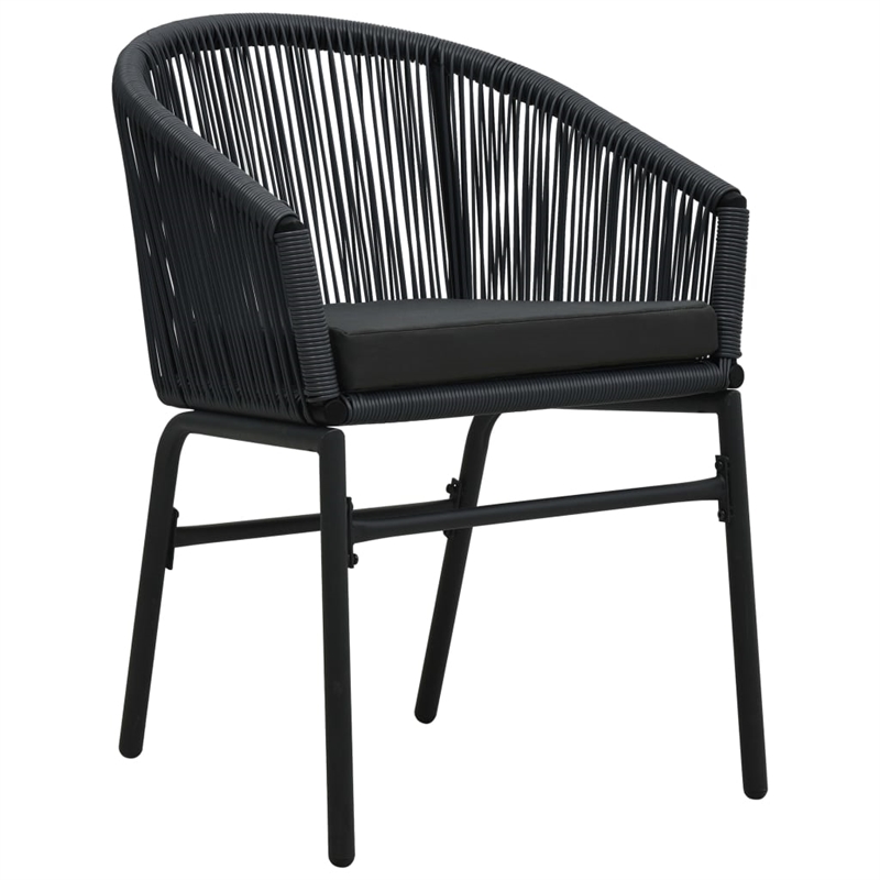 vidaXL Powder-Coated Steel/PVC Rattan Garden Dining Set in Black