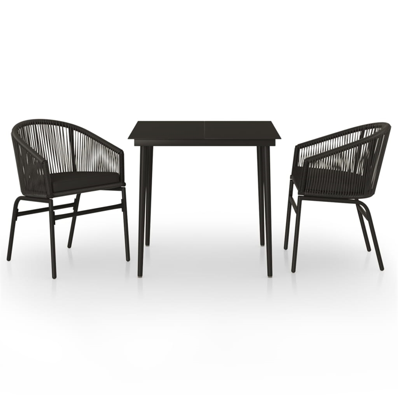 vidaXL Powder-Coated Steel & PVC Rattan Garden Dining Set in Black