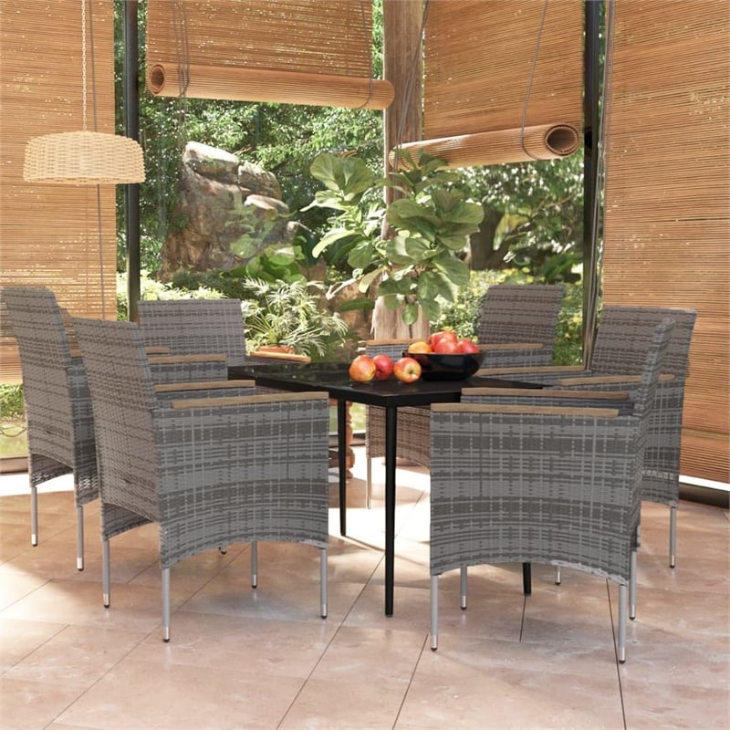 vidaXL Garden Dining Set in Gray and Black