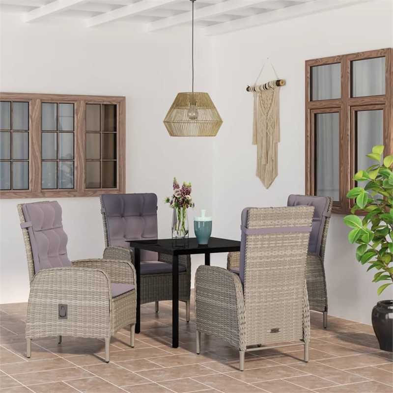 vidaXL Garden Dining Set in Gray and Black