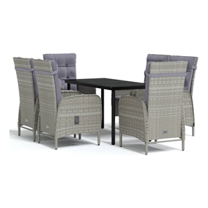 vidaXL PE Rattan Large Ergonomic Garden Dining Set in Gray and Black