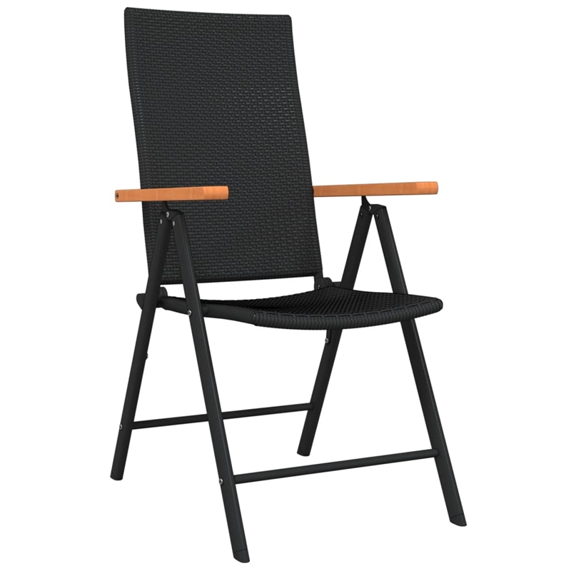 vidaXL Powder-Coated Steel Medium Foldable Garden Dining Set in Black