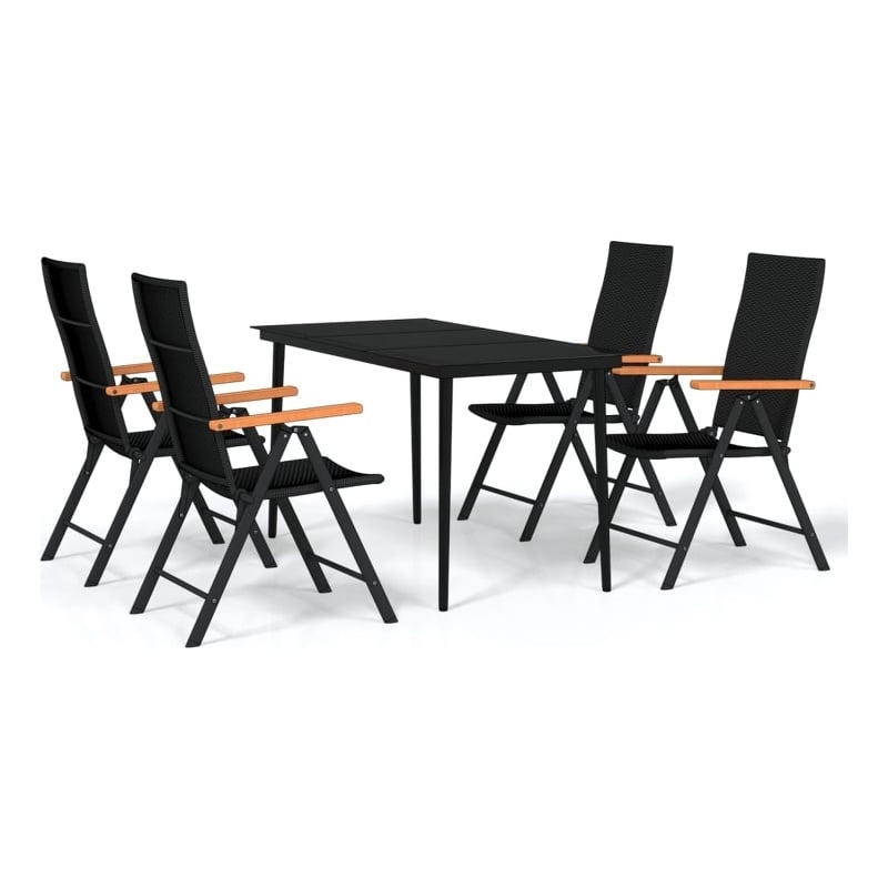 vidaXL Powder-Coated Steel Medium Foldable Garden Dining Set in Black