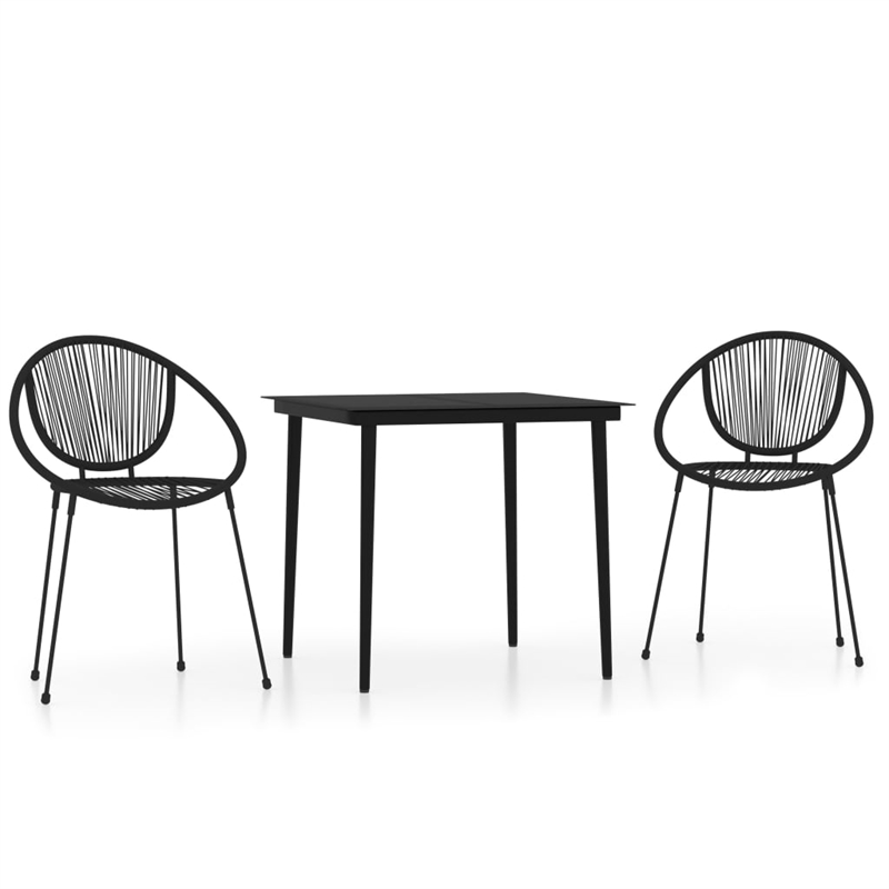 vidaXL Powder-Coated Steel & PVC Rattan Stackable Dining Set in Black