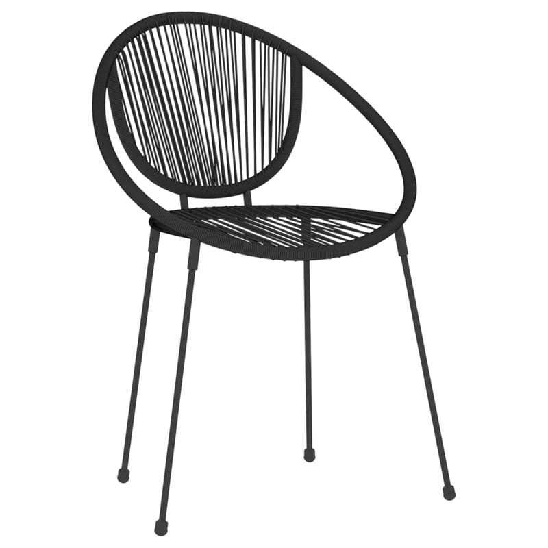 vidaXL Powder-Coated Steel & PVC Rattan Stackable Dining Set in Black