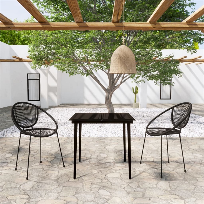 vidaXL Powder-Coated Steel & PVC Rattan Stackable Dining Set in Black