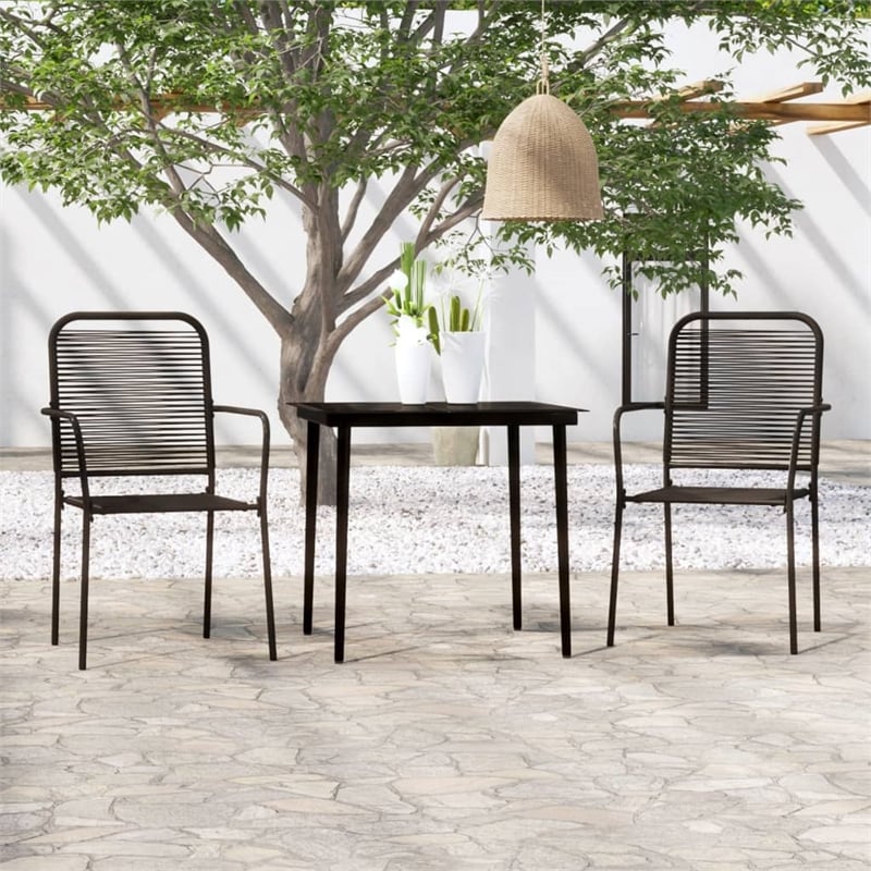 vidaXL Steel Medium Durable Garden Dining Set in Black