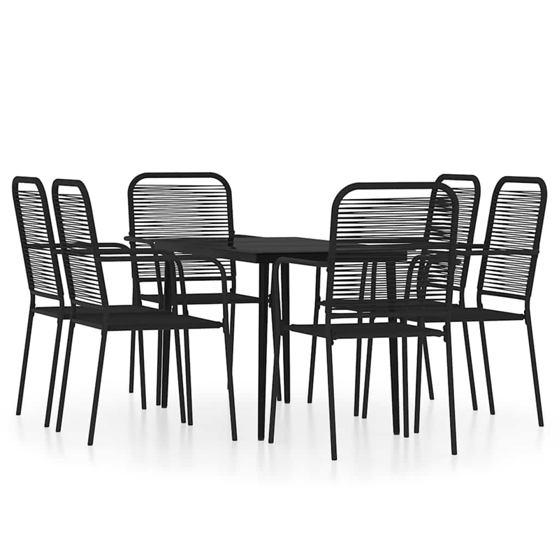 vidaXL Powder-Coated Steel Dining Set in Black