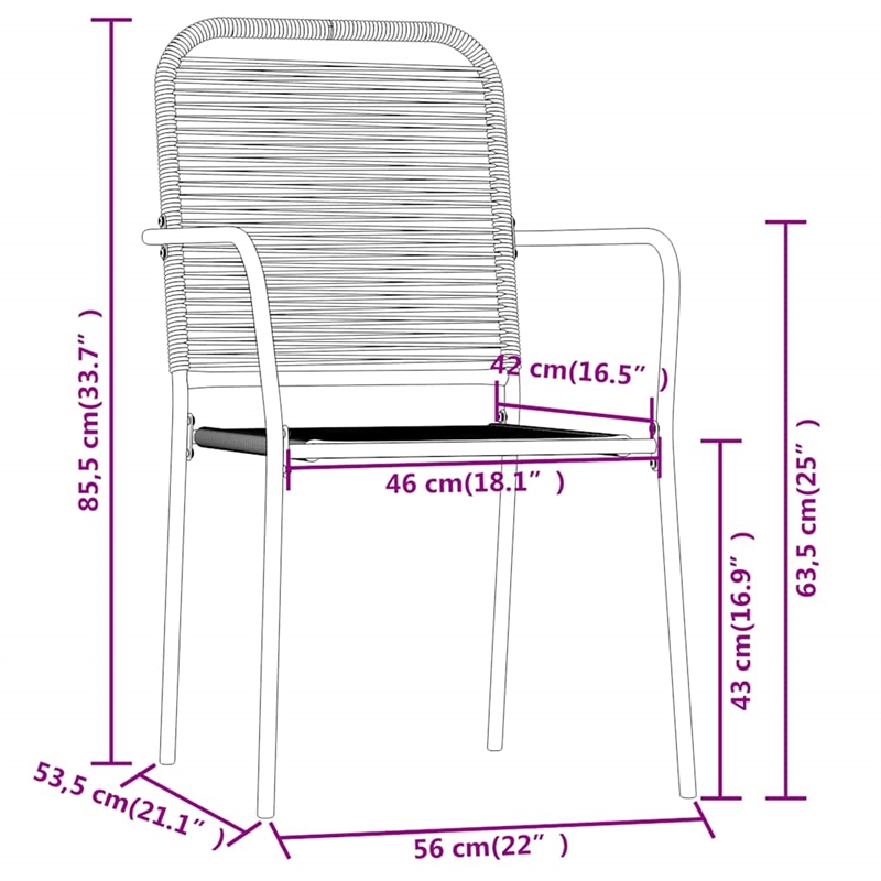 vidaXL Powder-Coated Steel Dining Set in Black