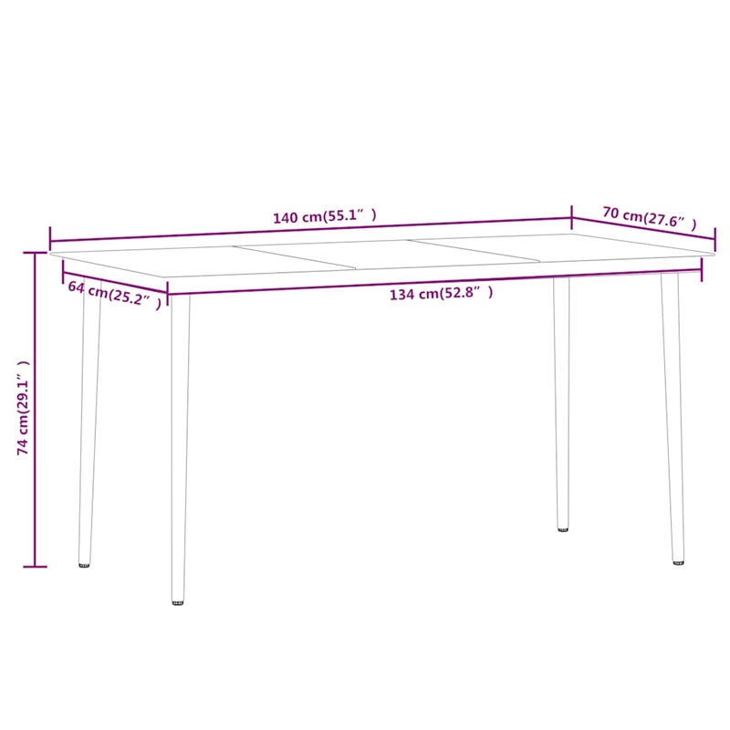 vidaXL Powder-Coated Steel Dining Set in Black