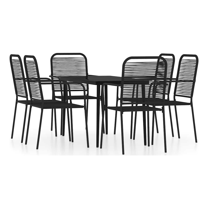 vidaXL Powder-Coated Steel Dining Set in Black