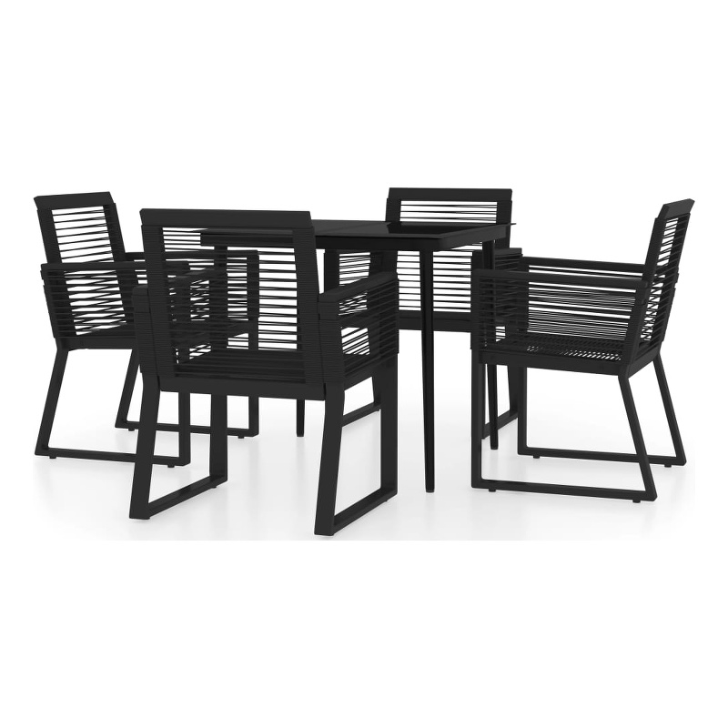 vidaXL Powder-Coated Steel Dining Set in Black