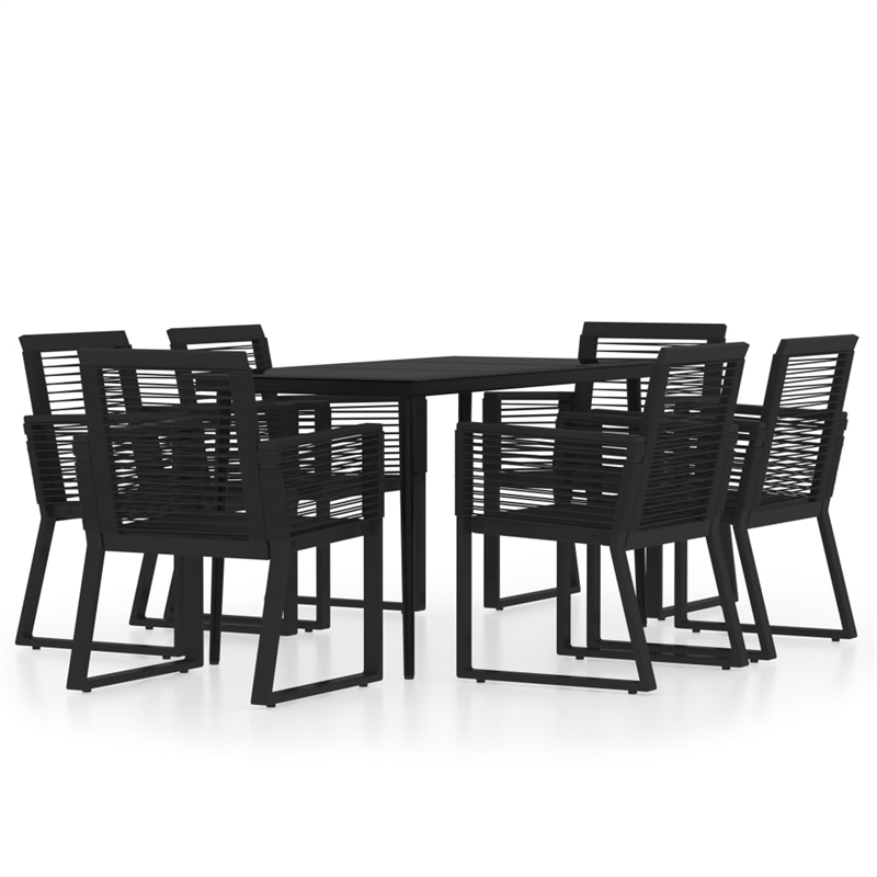 vidaXL Powder-Coated Steel 7 Piece Set Durable Dining Set in Black