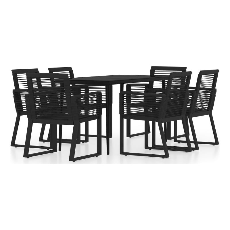 vidaXL Powder-Coated Steel 7 Piece Set Durable Dining Set in Black