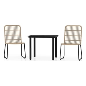 vidaXL PE Rattan and Powder-Coated Steel Standard Dining Set in Oak/Black