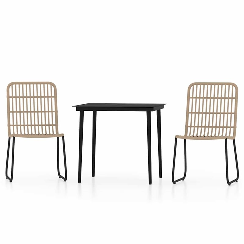 vidaXL Medium Stackable Dining Set in Oak/Black PE Rattan
