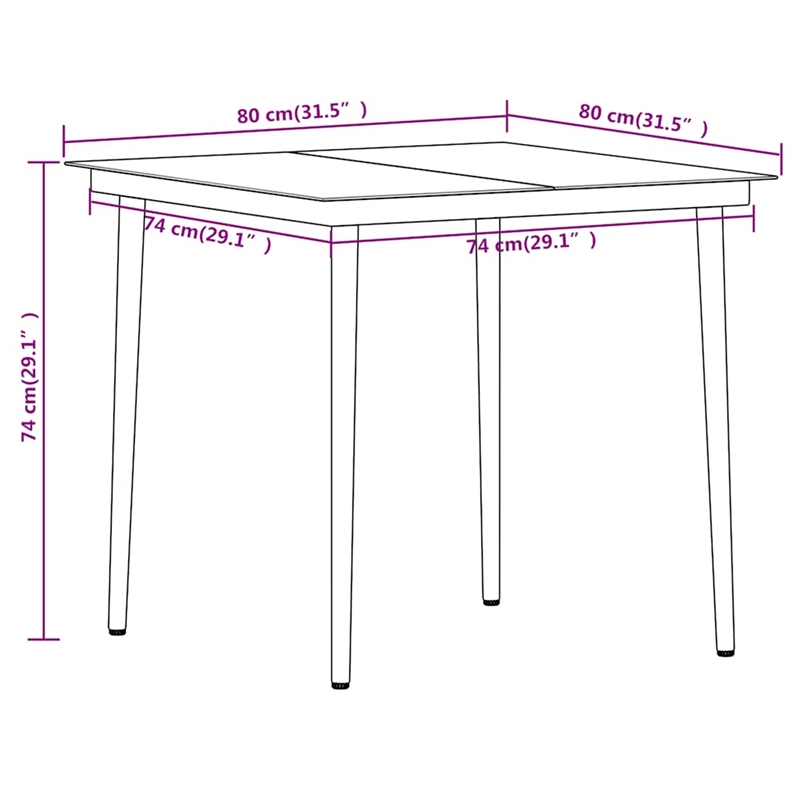 vidaXL Medium Stackable Dining Set in Oak/Black PE Rattan