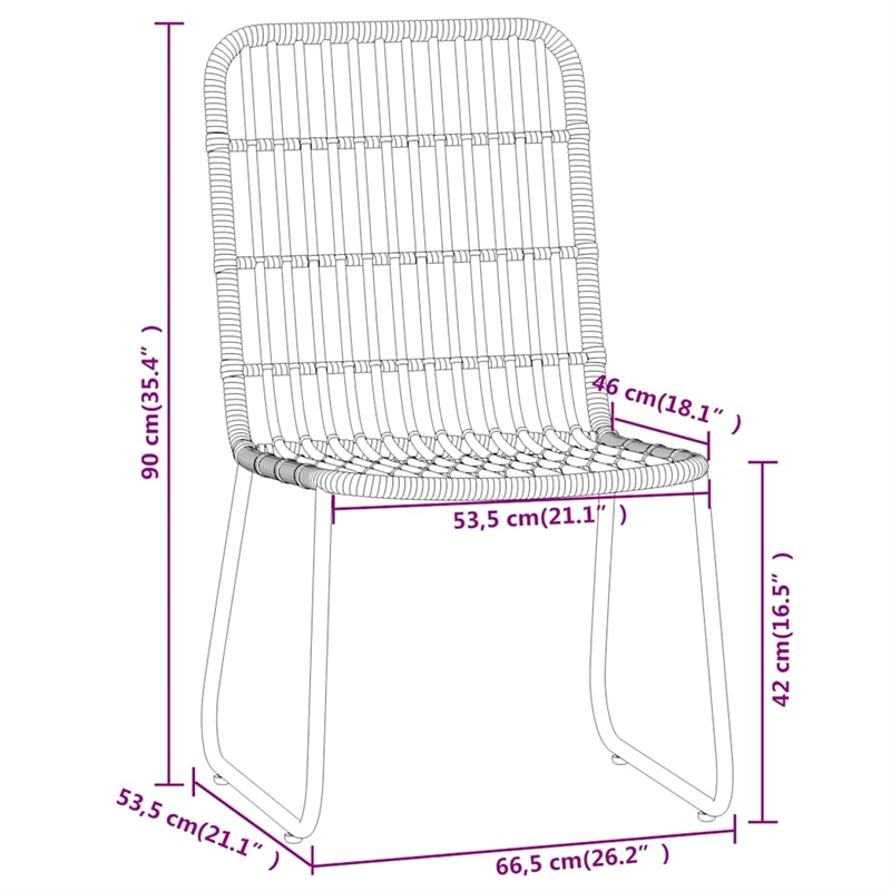 vidaXL Medium Stackable Dining Set in Oak/Black PE Rattan