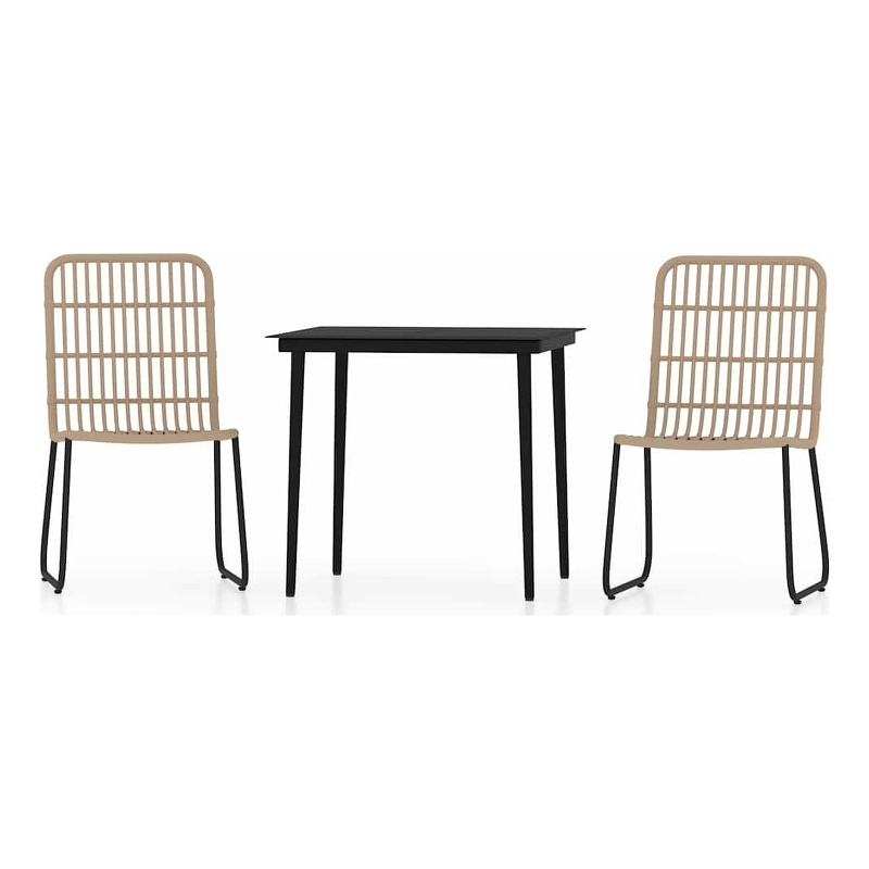 vidaXL Medium Stackable Dining Set in Oak/Black PE Rattan