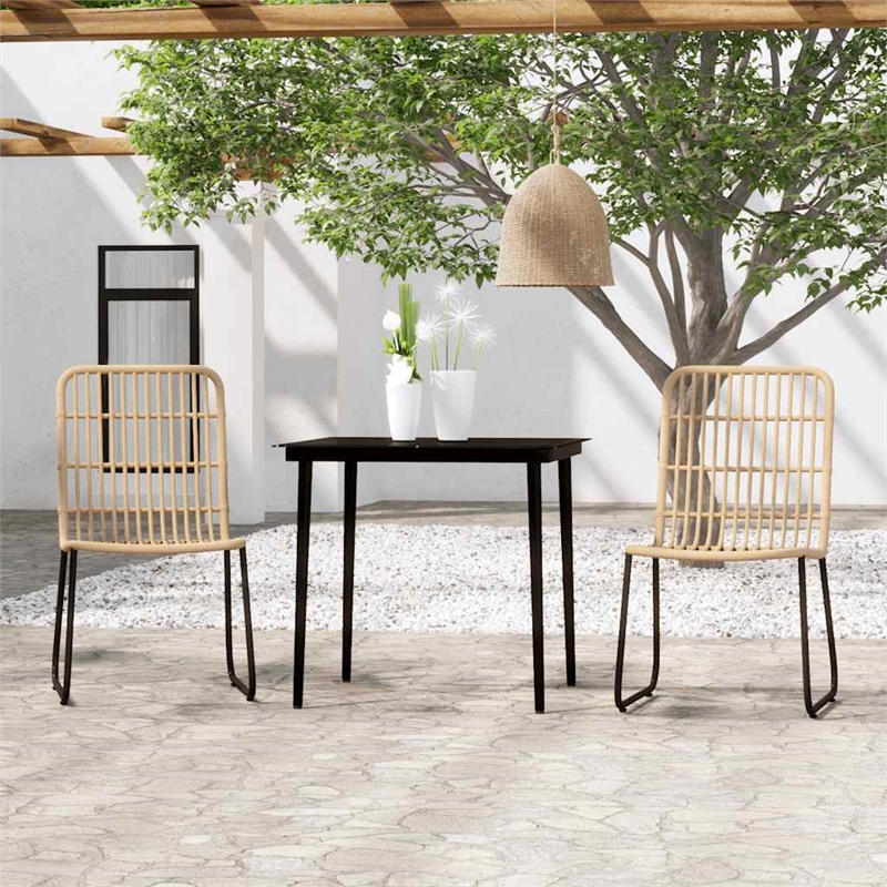 vidaXL Medium Stackable Dining Set in Oak/Black PE Rattan