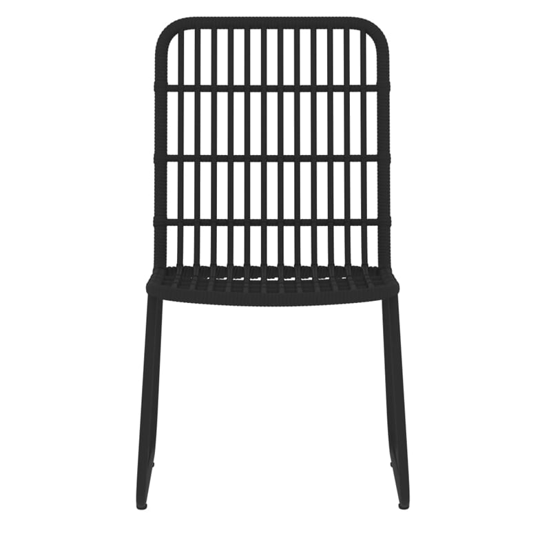 vidaXL Powder-Coated Steel/PE Rattan/Glass Medium Dining Set in Black