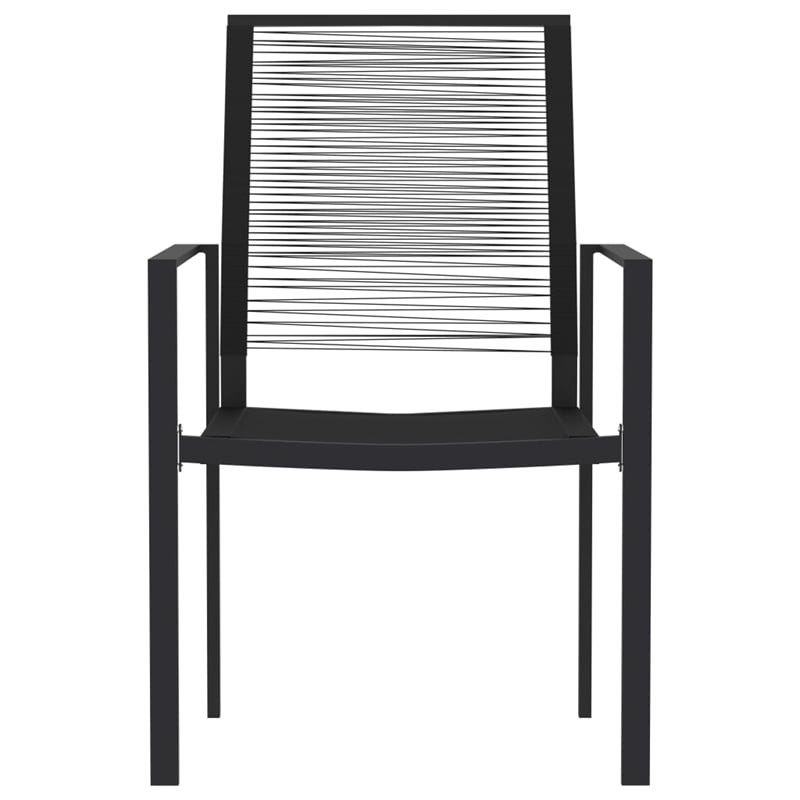 vidaXL Powder-Coated Steel & PVC Hollow Rattan Dining Set in Black