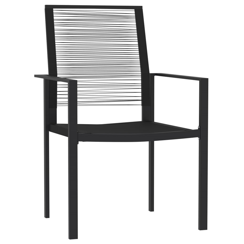 vidaXL Powder-Coated Steel & PVC Hollow Rattan Dining Set in Black