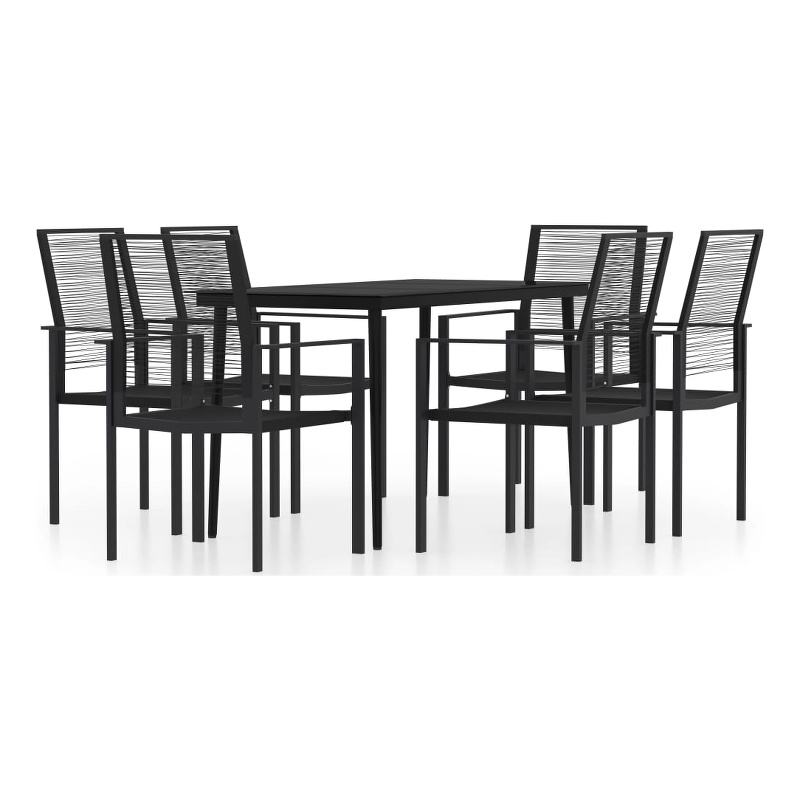 vidaXL Powder-Coated Steel Large Durable Dining Set in Black