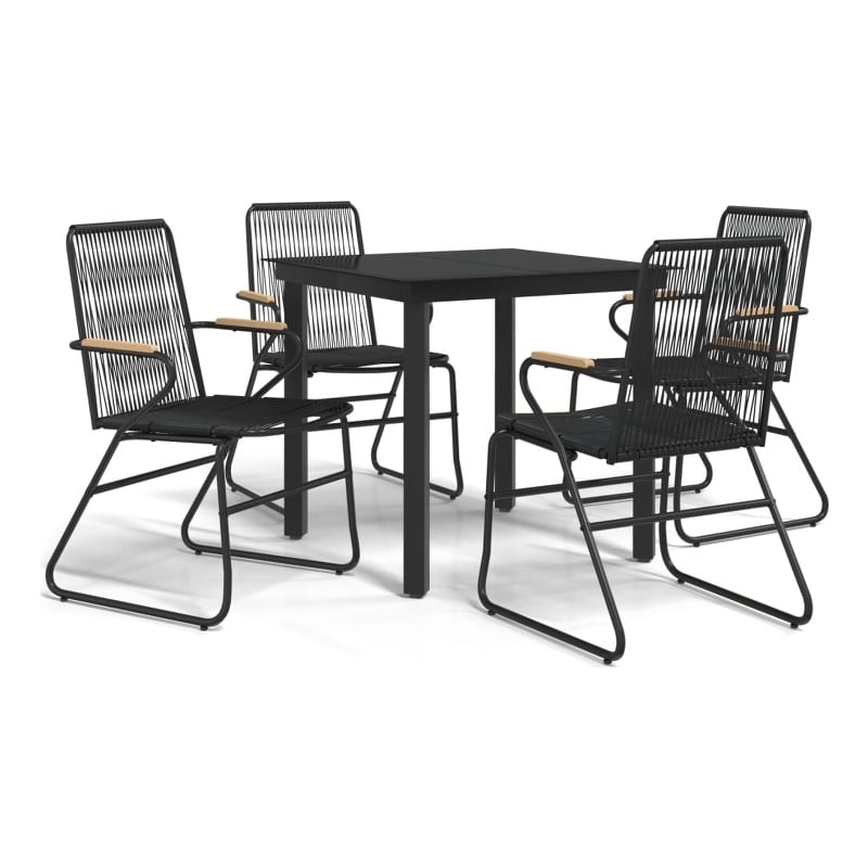 vidaXL PVC Rattan/Powder-Coated Steel Garden Dining Set in Black