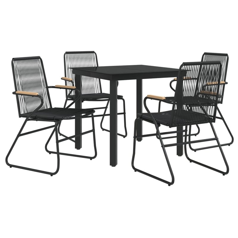 vidaXL PVC Rattan/Powder-Coated Steel Garden Dining Set in Black