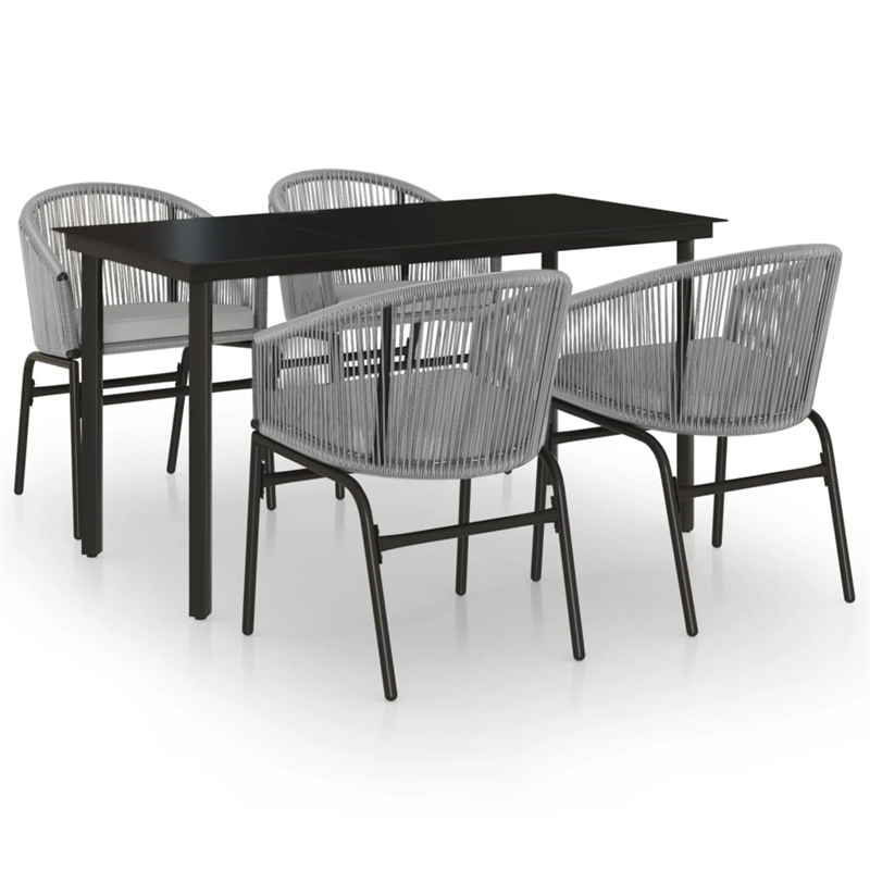 vidaXL Powder-Coated Steel Medium Garden Dining Set in Gray