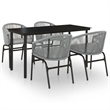 vidaXL Powder-Coated Steel Medium Garden Dining Set in Gray