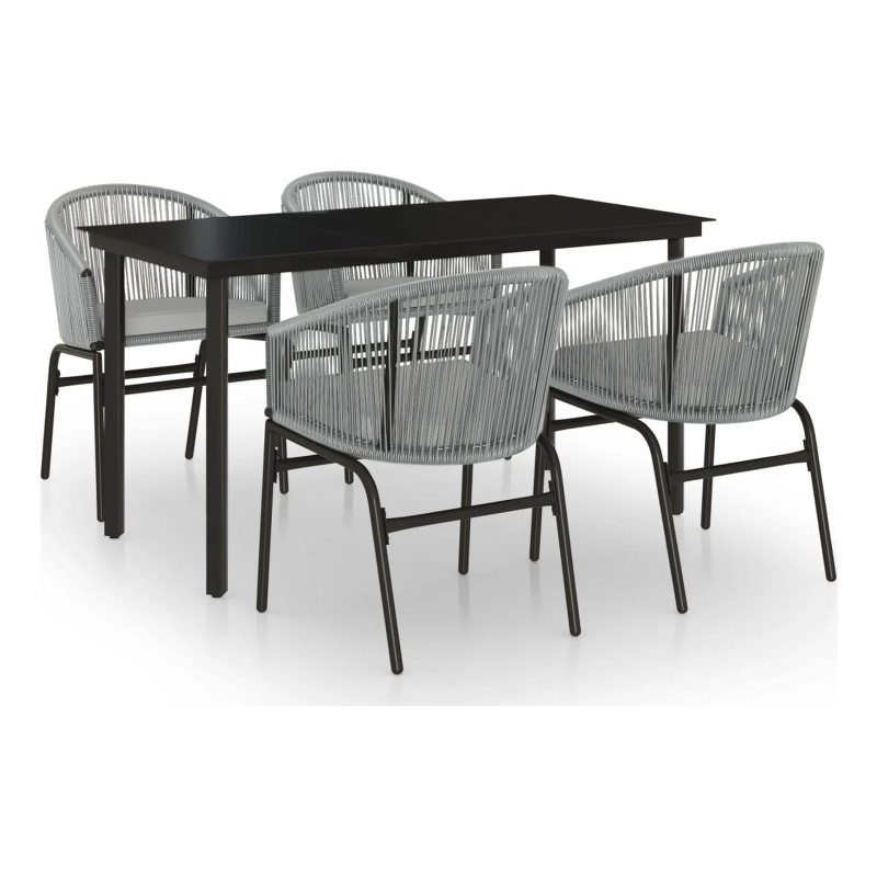 vidaXL Powder-Coated Steel Medium Garden Dining Set in Gray