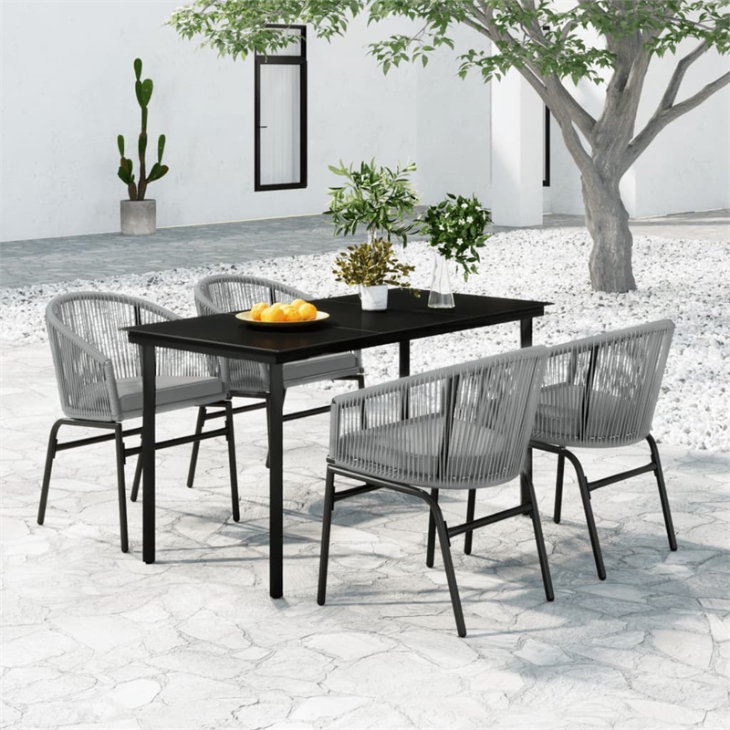vidaXL Powder-Coated Steel Medium Garden Dining Set in Gray