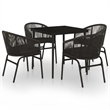 vidaXL Powder-Coated Steel Garden Dining Set in Black
