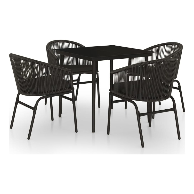 vidaXL Powder-Coated Steel Garden Dining Set in Black